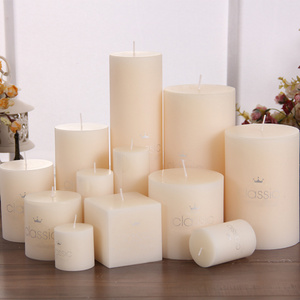 Different Size European large ivory white cylindrical candles