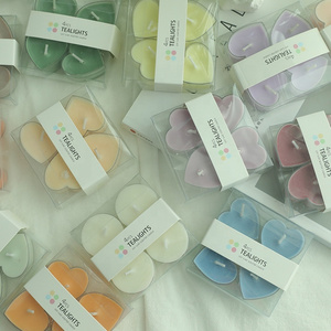 Wholesale 4 hours heart shaped  tealight candles with fragrance and color