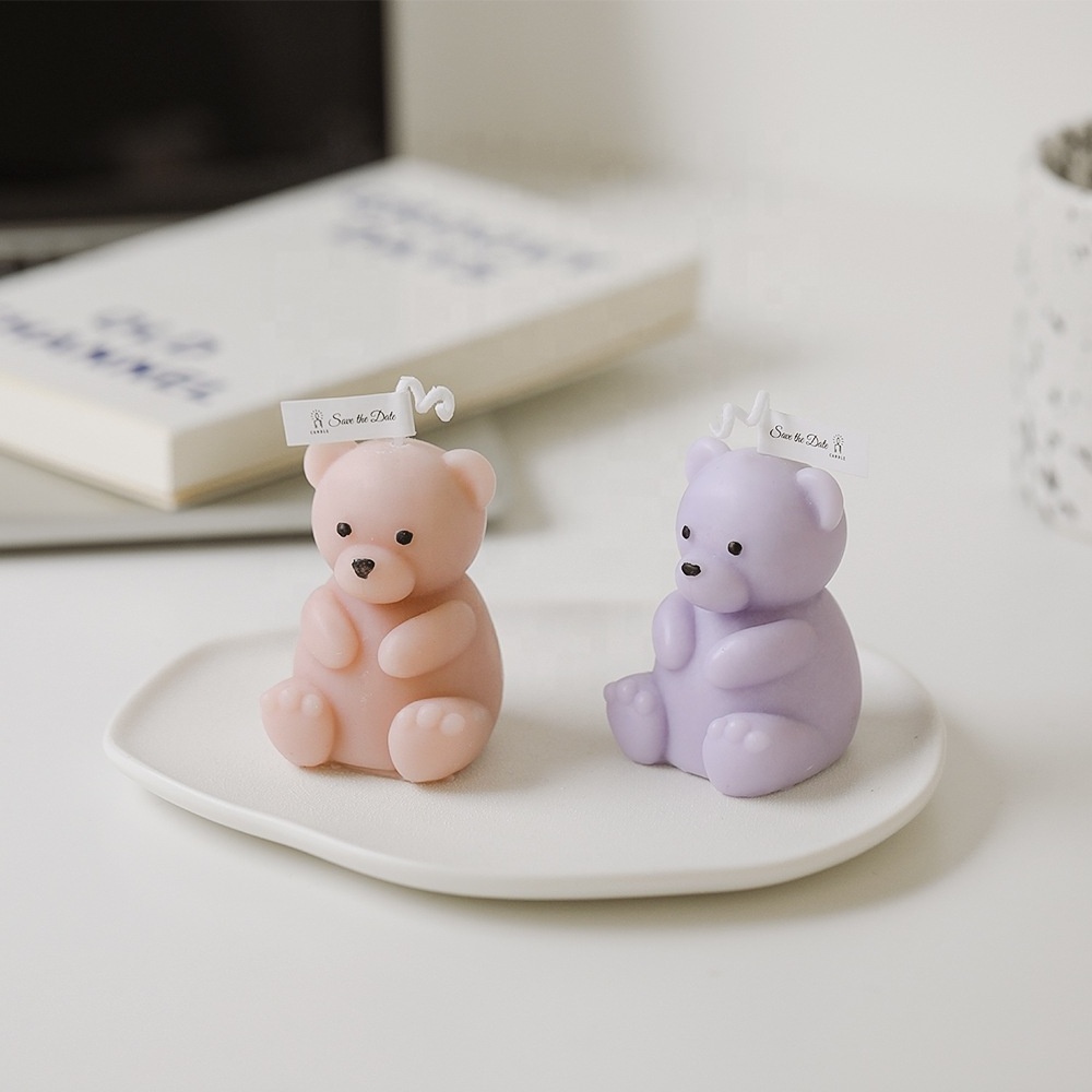 Wholesale handmade soy wax  teddy bear shaped scented candles