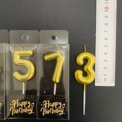 Gold silver happy birthday number candle cake decoration supplies Paraffin wax Lucky candles wholesale