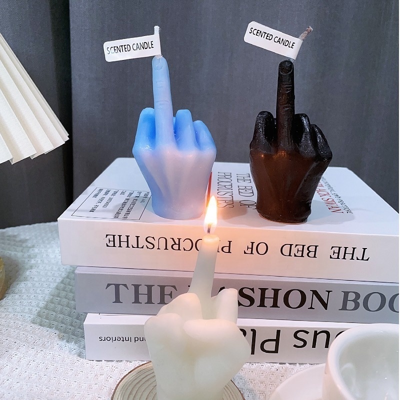 Wholesale soy wax middle finger hand shaped candle for decoration