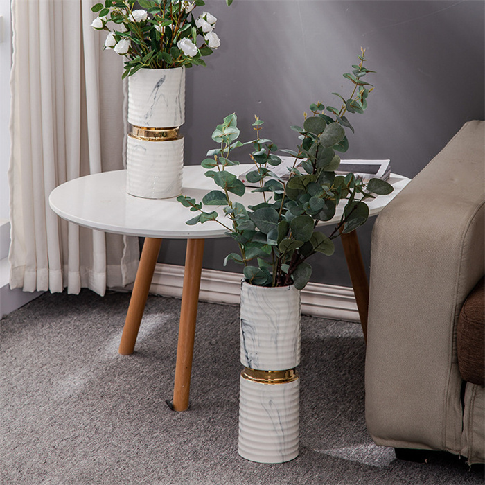 Hot Selling Good Price Ceramic Nordic Vase Luxury Decor Modern Ceramic Flower Vases marble & gold  vase