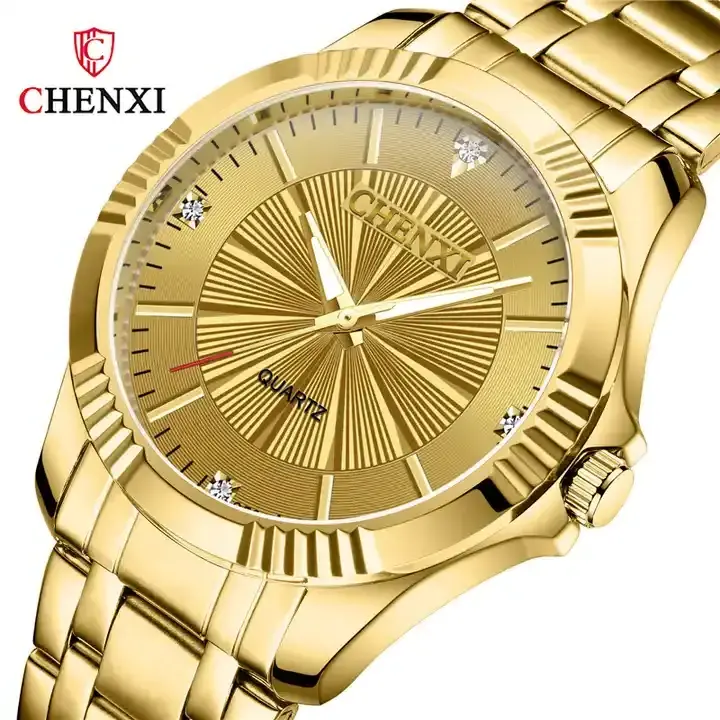 Guangzhou Watch CHENXI 050A Casual Couple Quartz Watch Price Market Stainless Steel Golden Japan Movt Diamond Quartz Wrist Watch