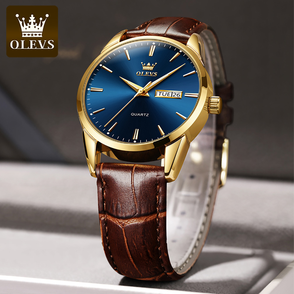 Olevs 6898 Quartz Watch Men's Sports Clock Women's Dress Wrist Watch Faux Leather For Men Womens Couple Gift 2023 2pcs