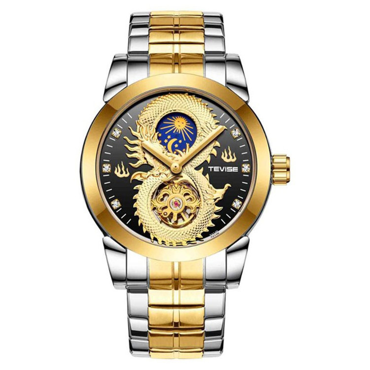 TEVISE T843B Men Automatic Mechanical Watch Stainless Steel Wrist Watch Mens Luxury Watches