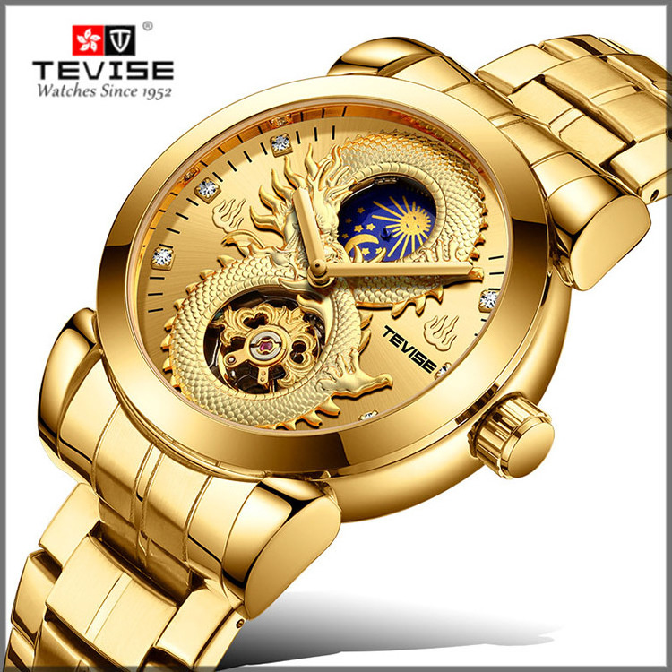 TEVISE T843B Men Automatic Mechanical Watch Stainless Steel Wrist Watch Mens Luxury Watches