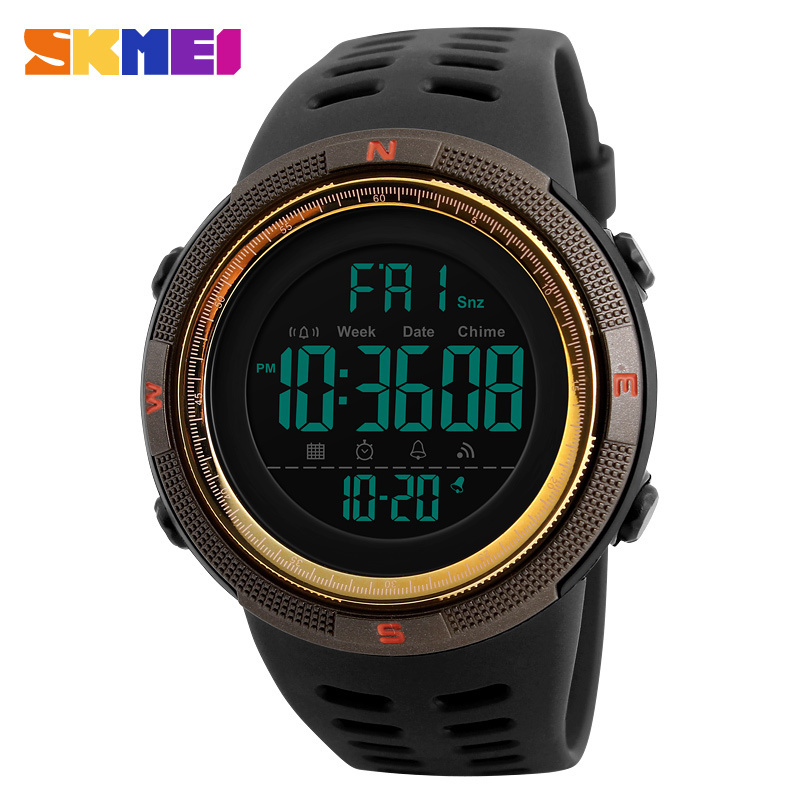 SKMEI 1251 Men Countdown Double Time Sports Watches Alarm Chrono Led Digital Luxury Watch For Men