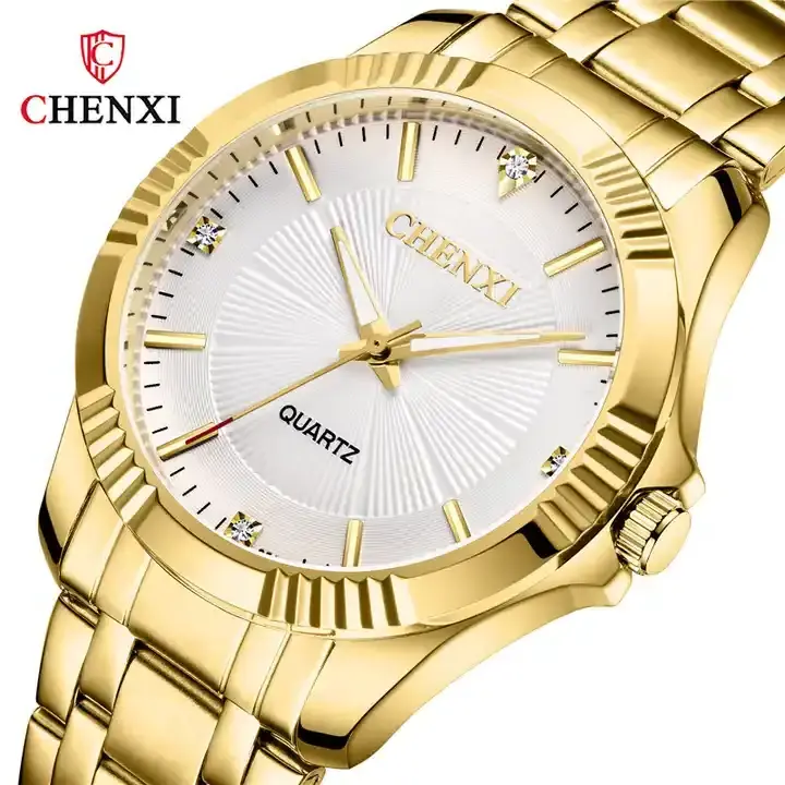 Guangzhou Watch CHENXI 050A Casual Couple Quartz Watch Price Market Stainless Steel Golden Japan Movt Diamond Quartz Wrist Watch