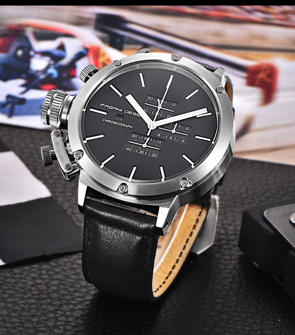 Pagani Design CX-2332 High quality men's quartz wrist watches custom logo chrono fashion leather mens stylish watches