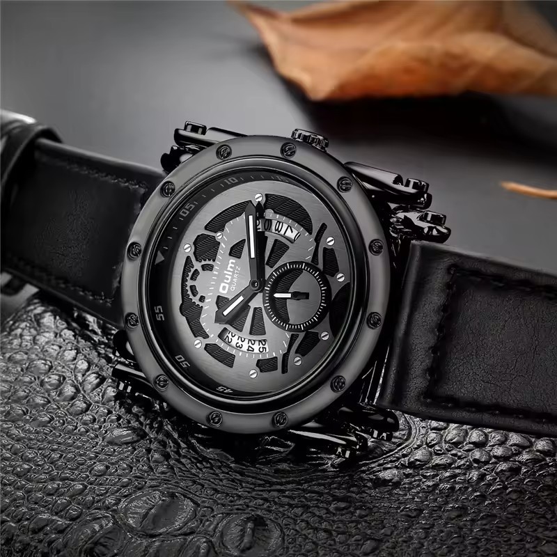 Custom Your Own Logo Oulm 3399 Big Size Men Quartz Watch Analog Clock Brand Luxury Unique Skeleton Design Sport Style Watches