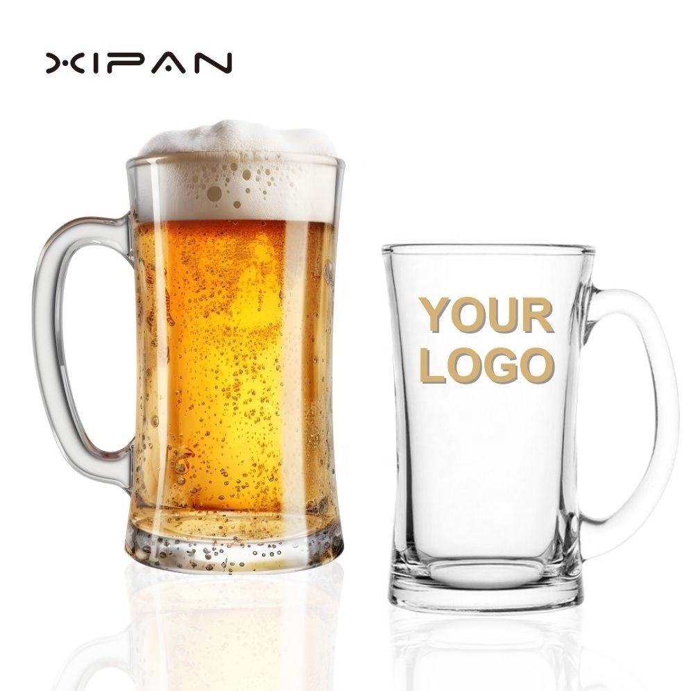 Wholesale Custom Classic 17/40oz Thick Unbreakable Beer Mugs with Handle Strong Soft Drink Glass Cup Beer Glass Steins