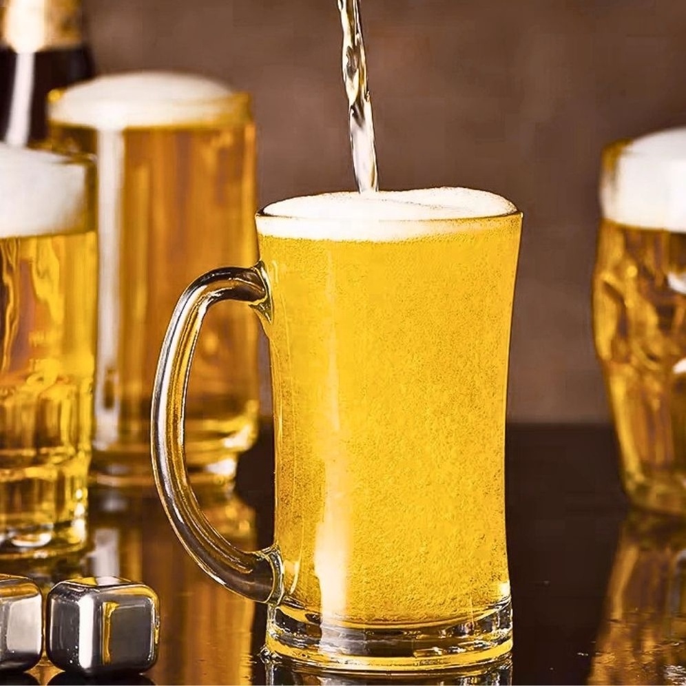 Wholesale Custom Classic 17/40oz Thick Unbreakable Beer Mugs with Handle Strong Soft Drink Glass Cup Beer Glass Steins