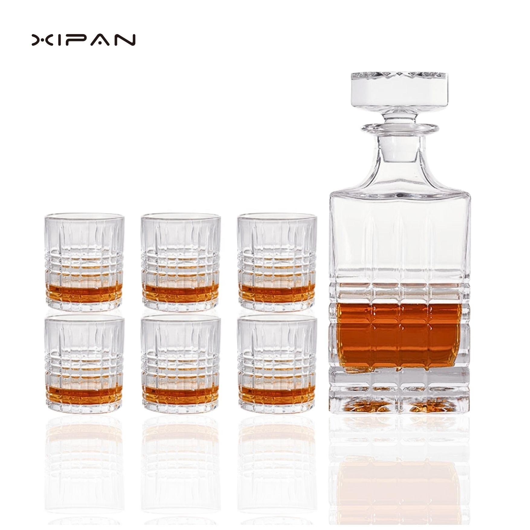 750ml Whiskey Bottle XIPAN Crystal Whisky Decanter and Tumblers Glasses Set