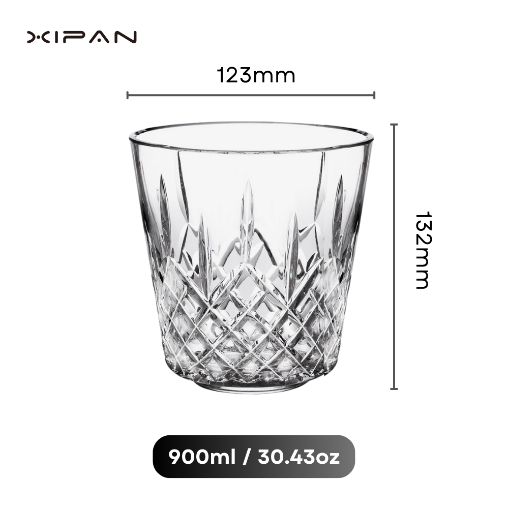 Crystal Wine Cooler Champagne bucket Home Glass Ice Bucket with Handle and SS Tongs Clear Crystal Glass ice bucket