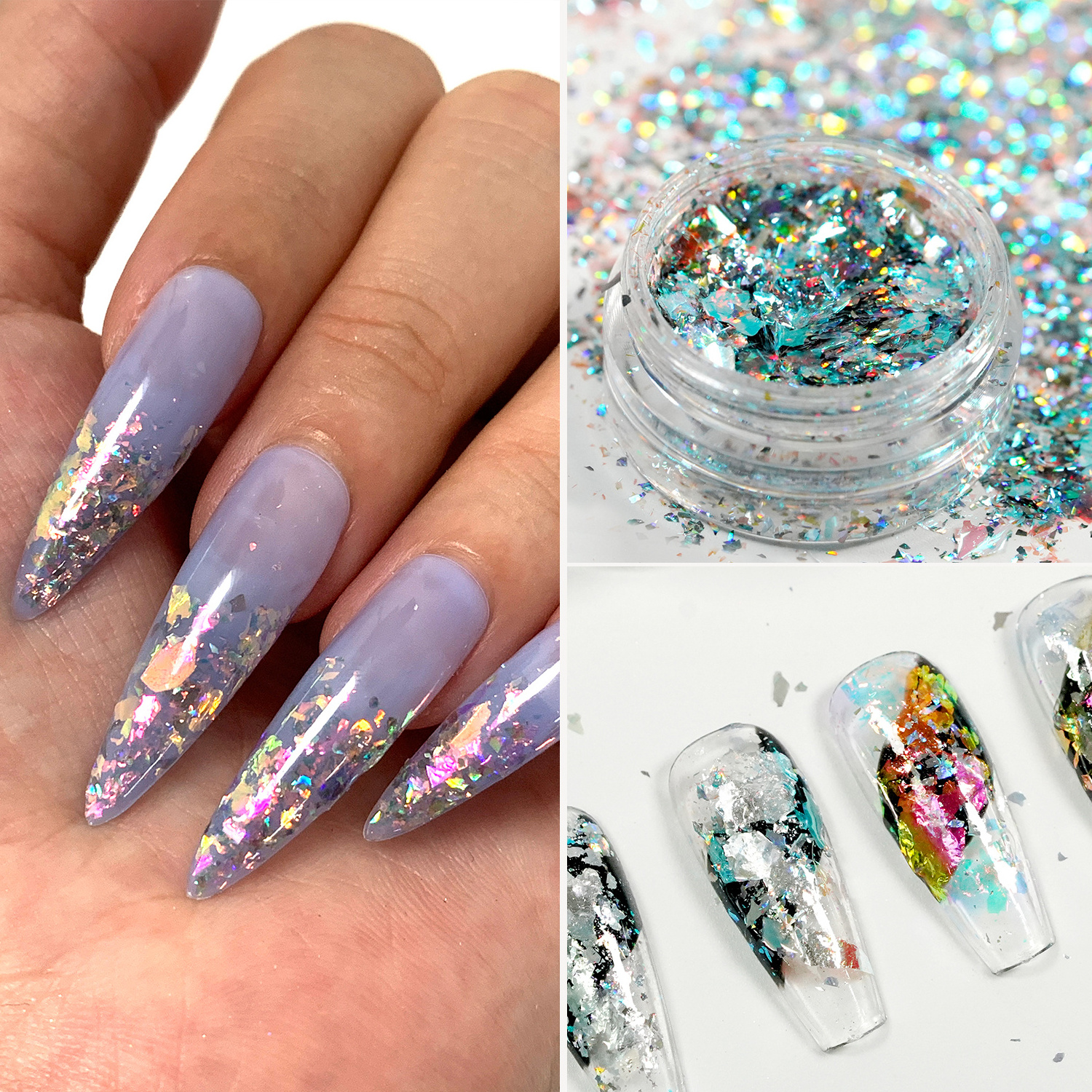 New Trendy Fashion Nail Art Glitter Chrome OEM Service Laser Flakes Nail Powder