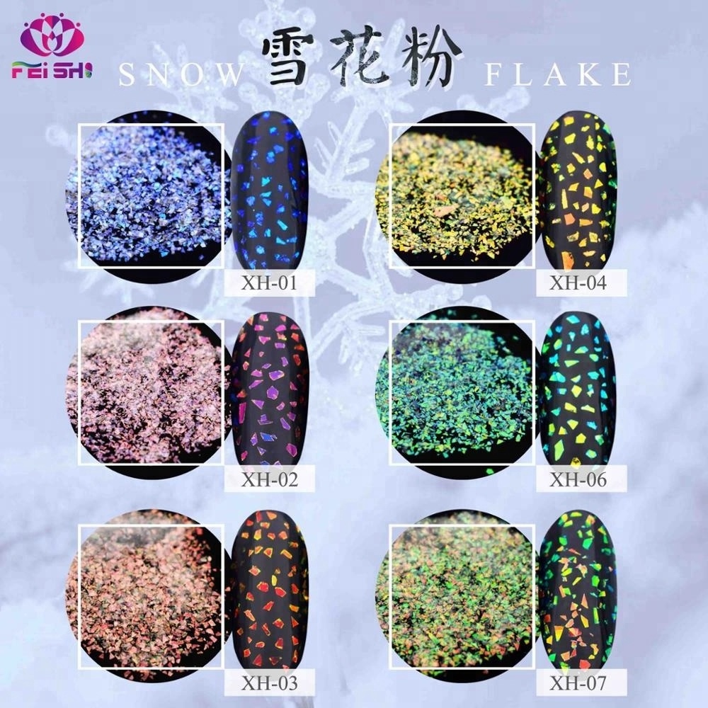 Hot sale peacock chameleon snow flake nail polish pigment powder