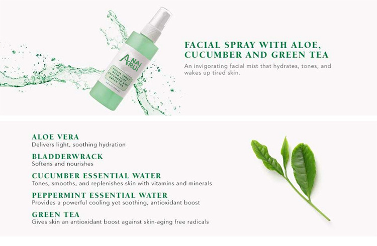 OEM Aloe Cucumber And Green Tea Natural Skin Moisturizing Toner Water Facial Spray