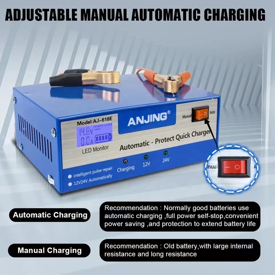 Full self stop smart battery charger 12V 10A 24V 5A Universal Automatic Pulse Repair Trickle 12v 24v lead acid battery charger