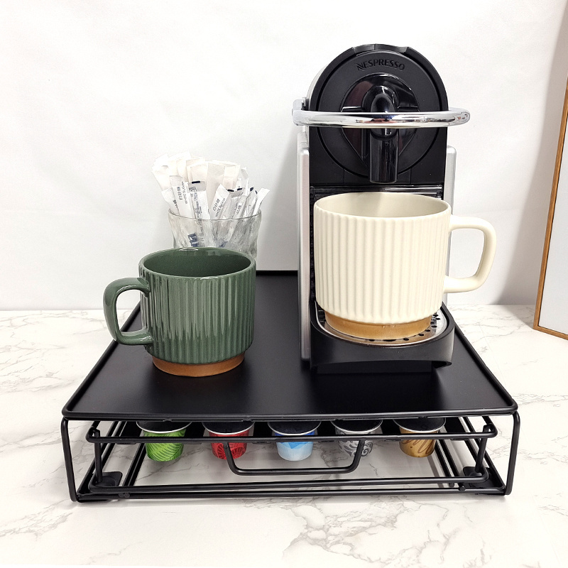 household items 2023 new Nespresso coffee station Metal organizer Coffee 40 Pcs coffee pods holder drawer