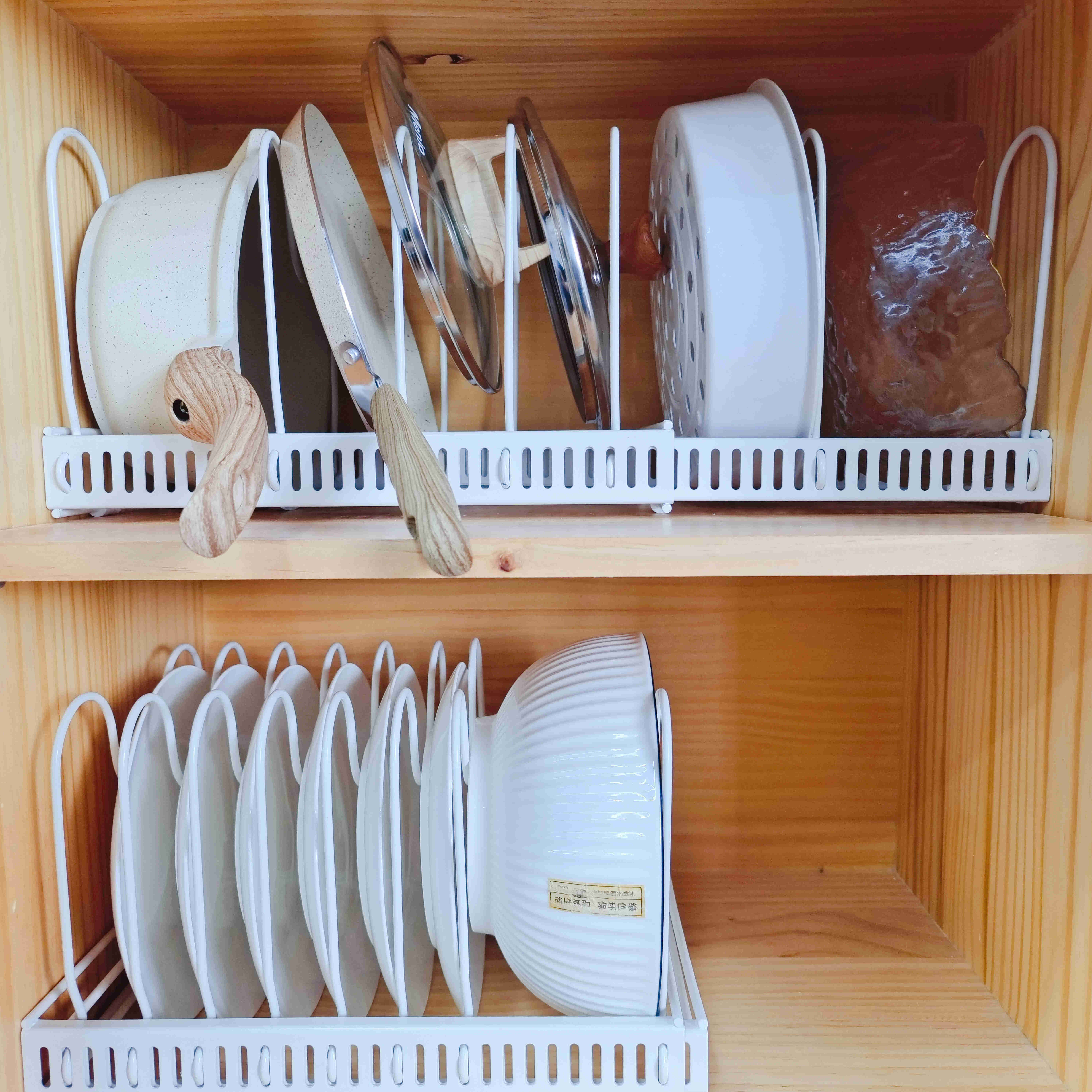 Multilayer retractable shelf Kitchen pot cover and dish rack Iron countertop cabinet no punching storage