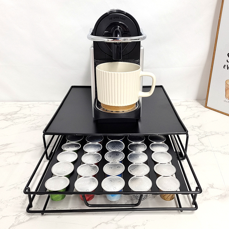 household items 2023 new Nespresso coffee station Metal organizer Coffee 40 Pcs coffee pods holder drawer