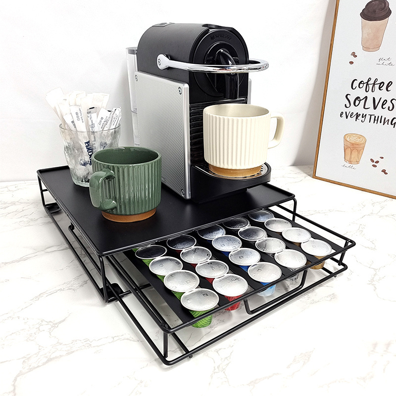 household items 2023 new Nespresso coffee station Metal organizer Coffee 40 Pcs coffee pods holder drawer