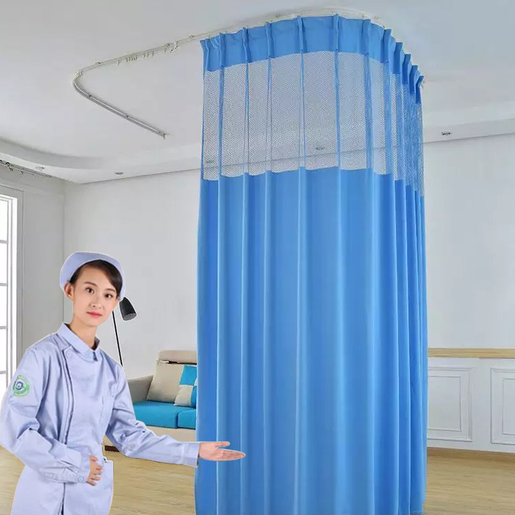 Hospitals Antibacterials Waterproof Flame Retardant Polyester Medical Curtain Track Hospital Curtain