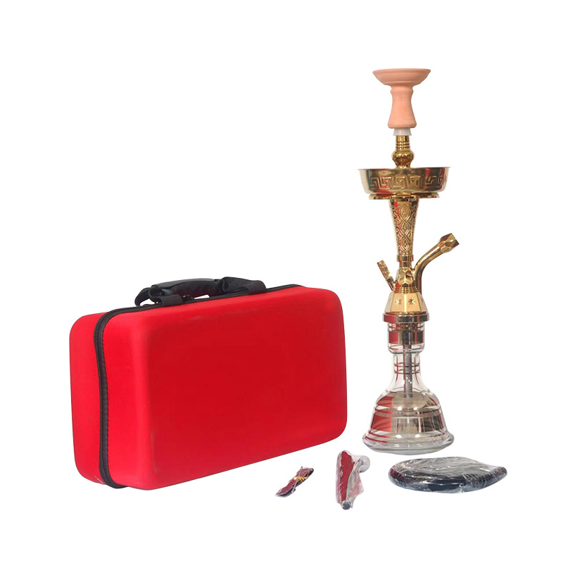 Portable Handmade Zinc Alloy Hookah Shisha Smoking Hookah Set With Egypt Style Gold Pattern