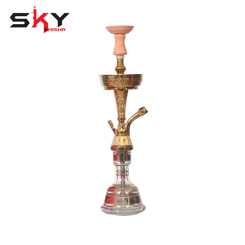 Portable Handmade Zinc Alloy Hookah Shisha Smoking Hookah Set With Egypt Style Gold Pattern