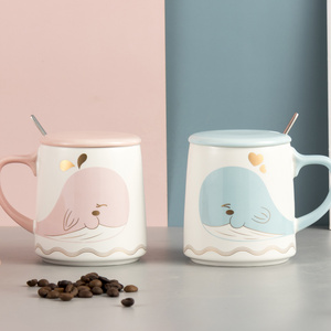 500ML Creative Animal Modeling Porcelain Coffee Cup Nordic Mug Ceramic Fish Shape Couple Mug With Big Handle