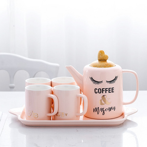 Porcelain New Bone China Drinking Teapot Sets Funky Ceramic Coffee Tea Set With Tea Kettle