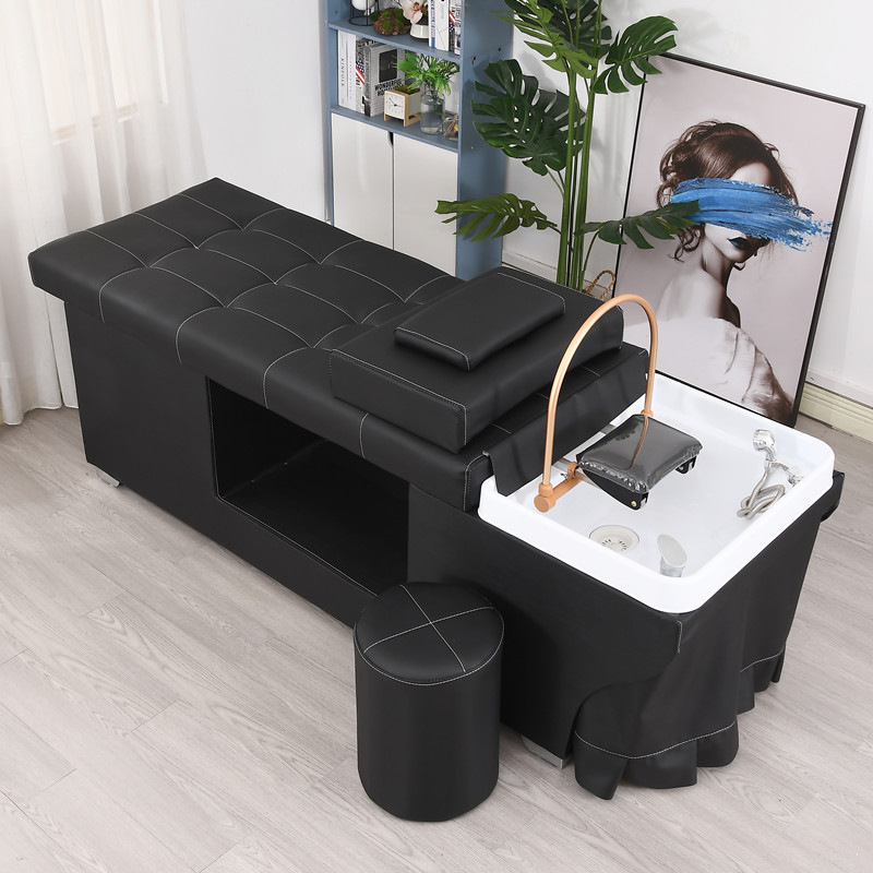 Comfortable Multifunctional Hair Salon Furniture Beauty Salon Massage Hair Washing Chair Pink Shampoo Bowl Bed