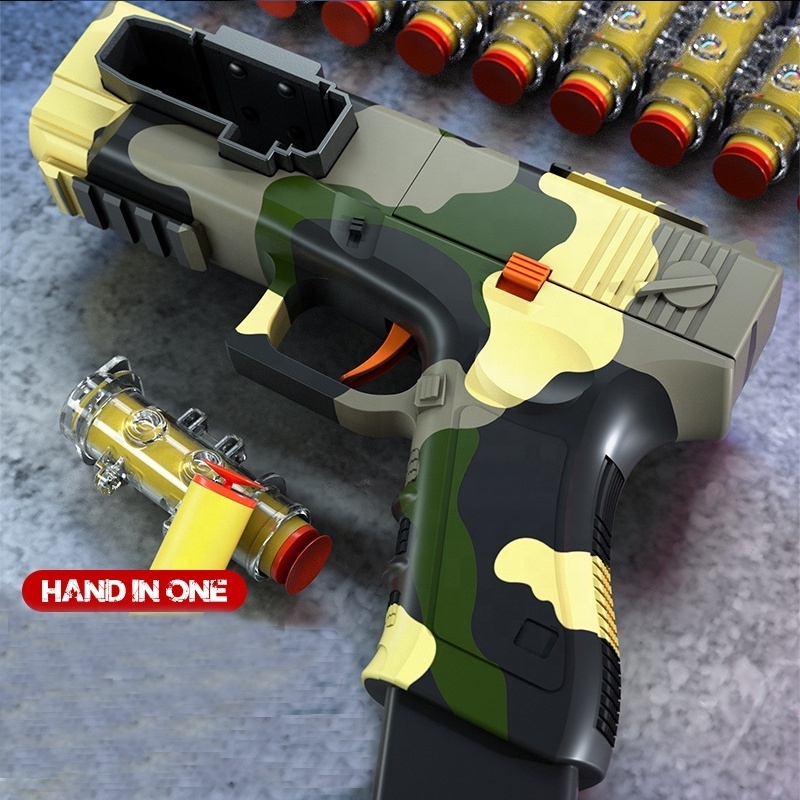 Soft Bullet chain Gun Building Block Assembly Gun DIY Kid Boy Imagination train Dual Mode Battle Heavy Machine toy pistol