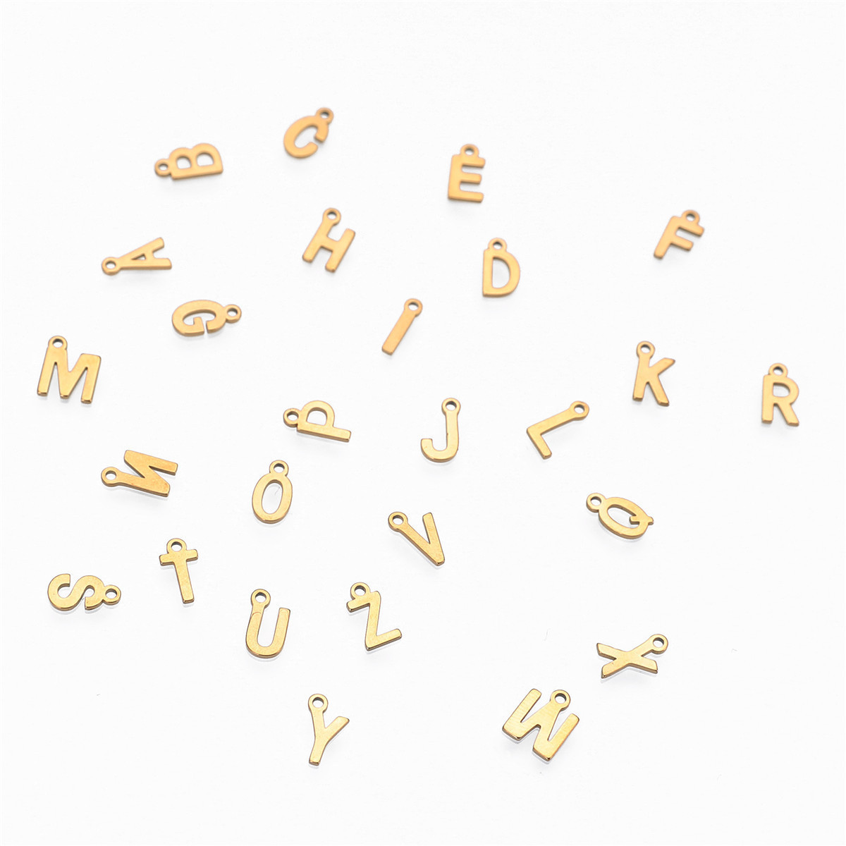 5pcs/lot 8mm Gold 26 Letters Stainless Steel Initial Charm   DIY Jewelry Making Charms