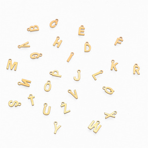 5pcs/lot 8mm Gold 26 Letters Stainless Steel Initial Charm   DIY Jewelry Making Charms