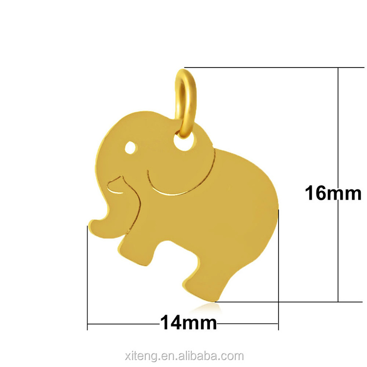 Custom Personalized Wholesale Pendant Stainless Steel Cute Elephant Animal Charm for Jewelry Making Findings