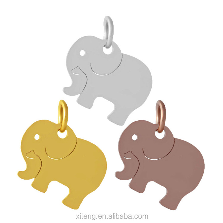 Custom Personalized Wholesale Pendant Stainless Steel Cute Elephant Animal Charm for Jewelry Making Findings