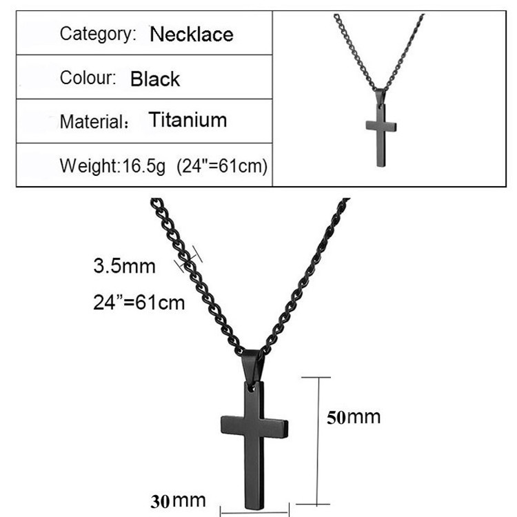 Fashion Gold Silver Black Stainless Steel Link Chain Jesus Cross Pendant Necklace For Men Couple Friend Prayer Jewelry