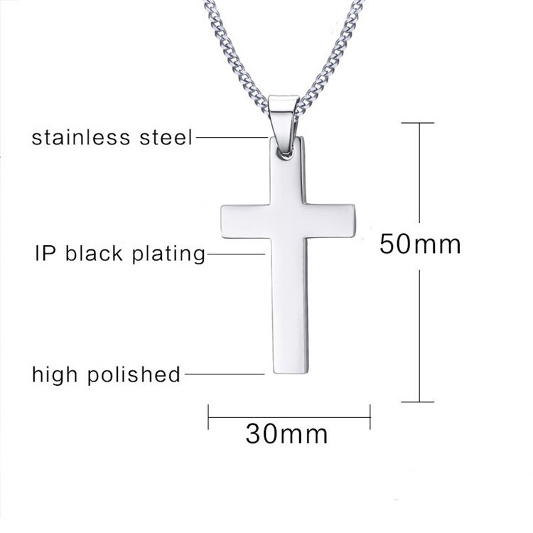 Fashion Gold Silver Black Stainless Steel Link Chain Jesus Cross Pendant Necklace For Men Couple Friend Prayer Jewelry