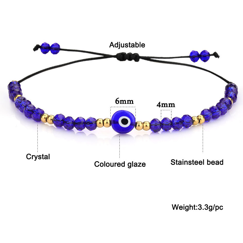 Handmade Jewelry Gifts Braided Rope Chain Colorful Crystal Beads Bracelets For Women  Evil Blue Eye Friendship Bracelets