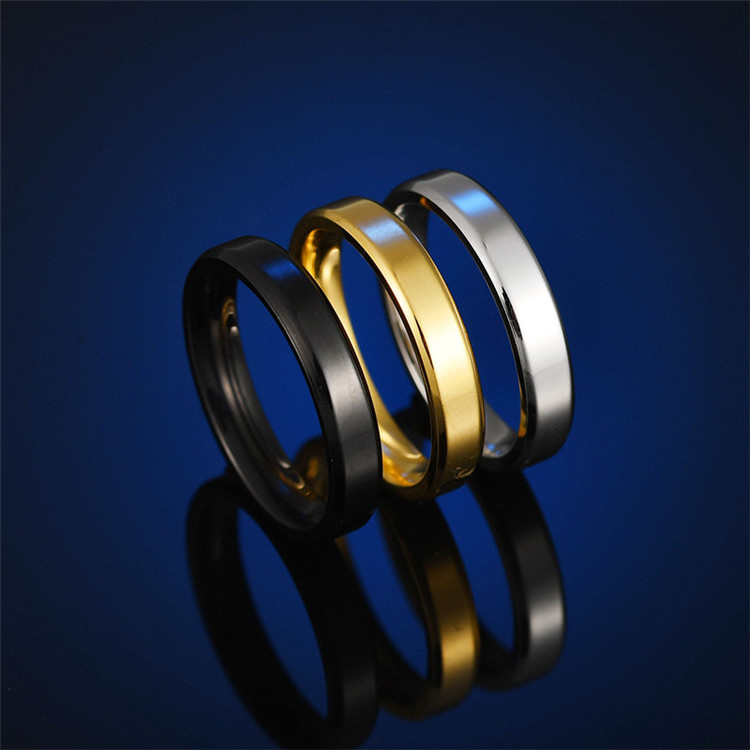 4mm 6mm 8mm Tungsten Black Gold Silver Black High Polished Stainless Steel Women Men Wedding Finger Rings Jewelry