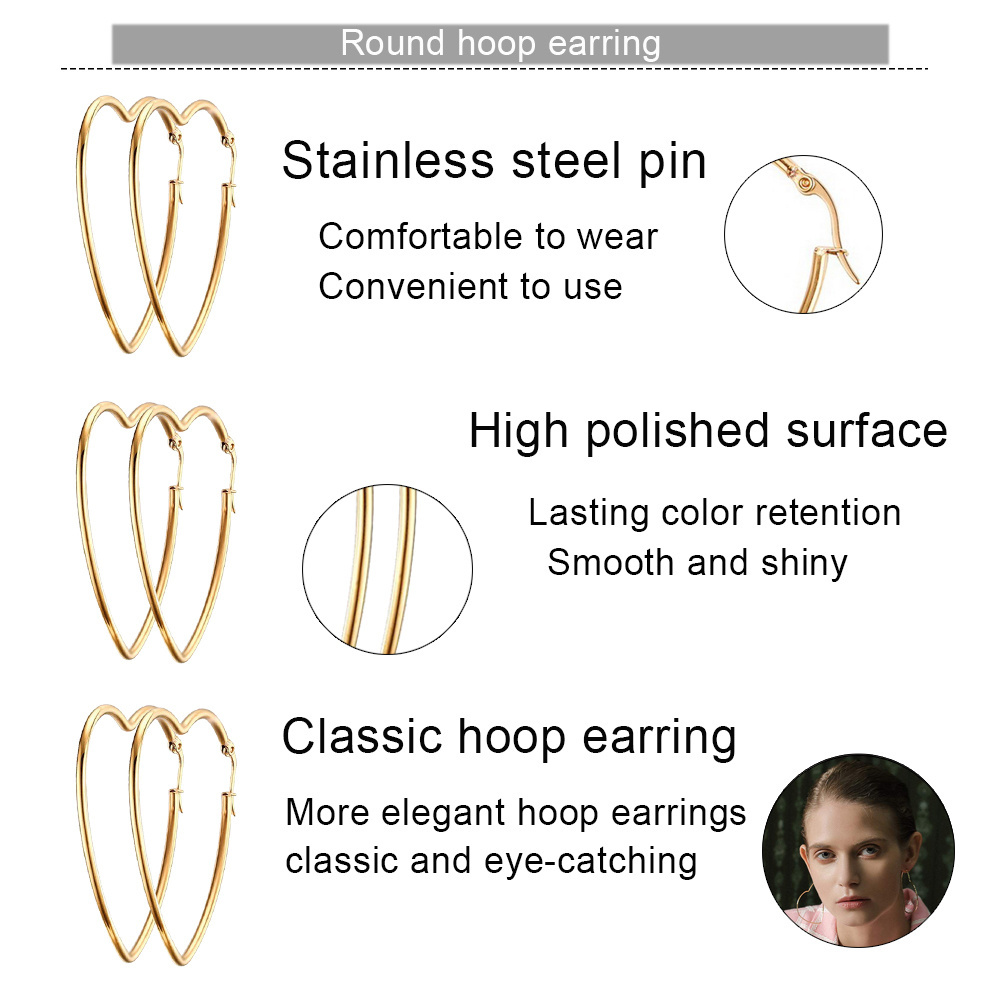 new best gift fashion silver gold star oval heart round earrings jewelry fashion stainless steel hoop earrings for women