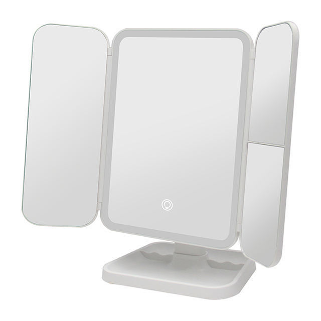 LED Fashion Cosmetic Mirror 3 Fold Make Up Mirror 2X3X Magnifying Mirror With LED Lights Rechargeable Battery