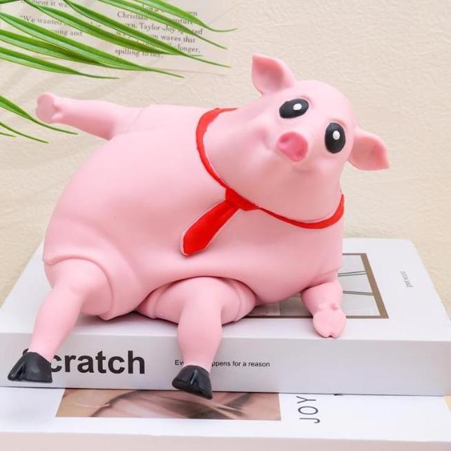 Popular Pink Skinned Pig Toy Anti Stress Stretch Cute Squeeze Pig for Stress Relief Animal Donkey Squeeze Donkey TPR with Sand