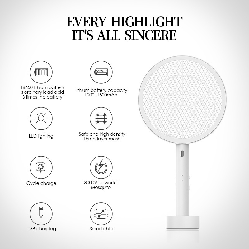 Recharging  Electric Mosquito Swatter USB Racket Anti Mosquito Trap Mosquito Killer