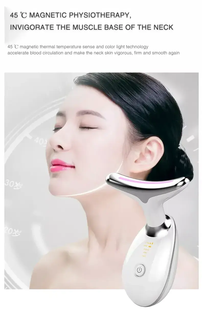 LED Photon Neck Massager Electric EMS Face Lifting Device Beauty Skin Care Wrinkle Removal ems neck massager