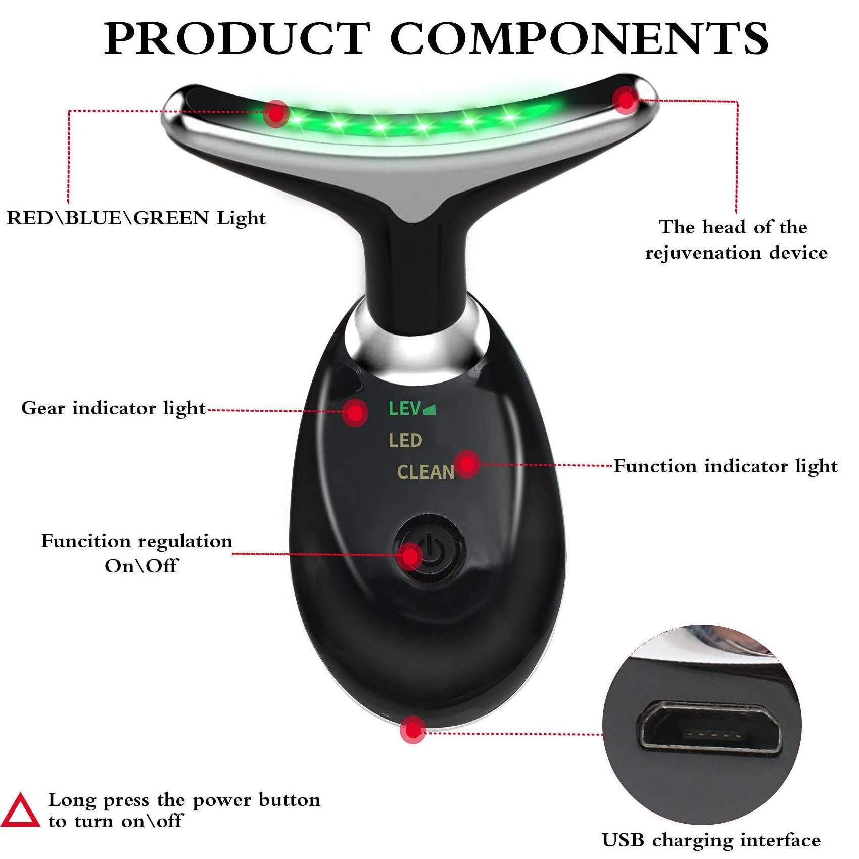 Anti-wrinkle Face Neck Lifting Massager EMS LED Light Beauty Devices V Shape Face Lifting Machine