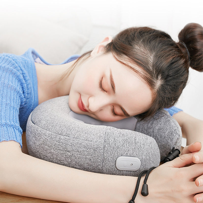 Electric u shaped travel pillow automatic inflation pillow massager easy storage neck massage pillow