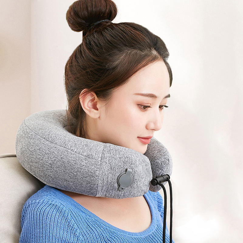 Electric u shaped travel pillow automatic inflation pillow massager easy storage neck massage pillow