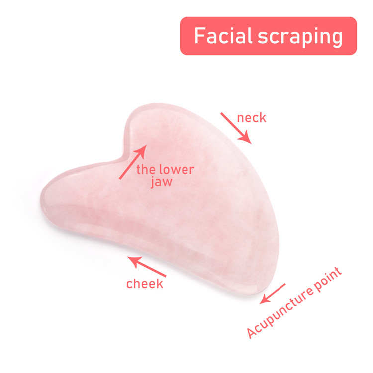 Jade Stone Face Scraping Massager Pink Quartz Guasha Board Face Massager